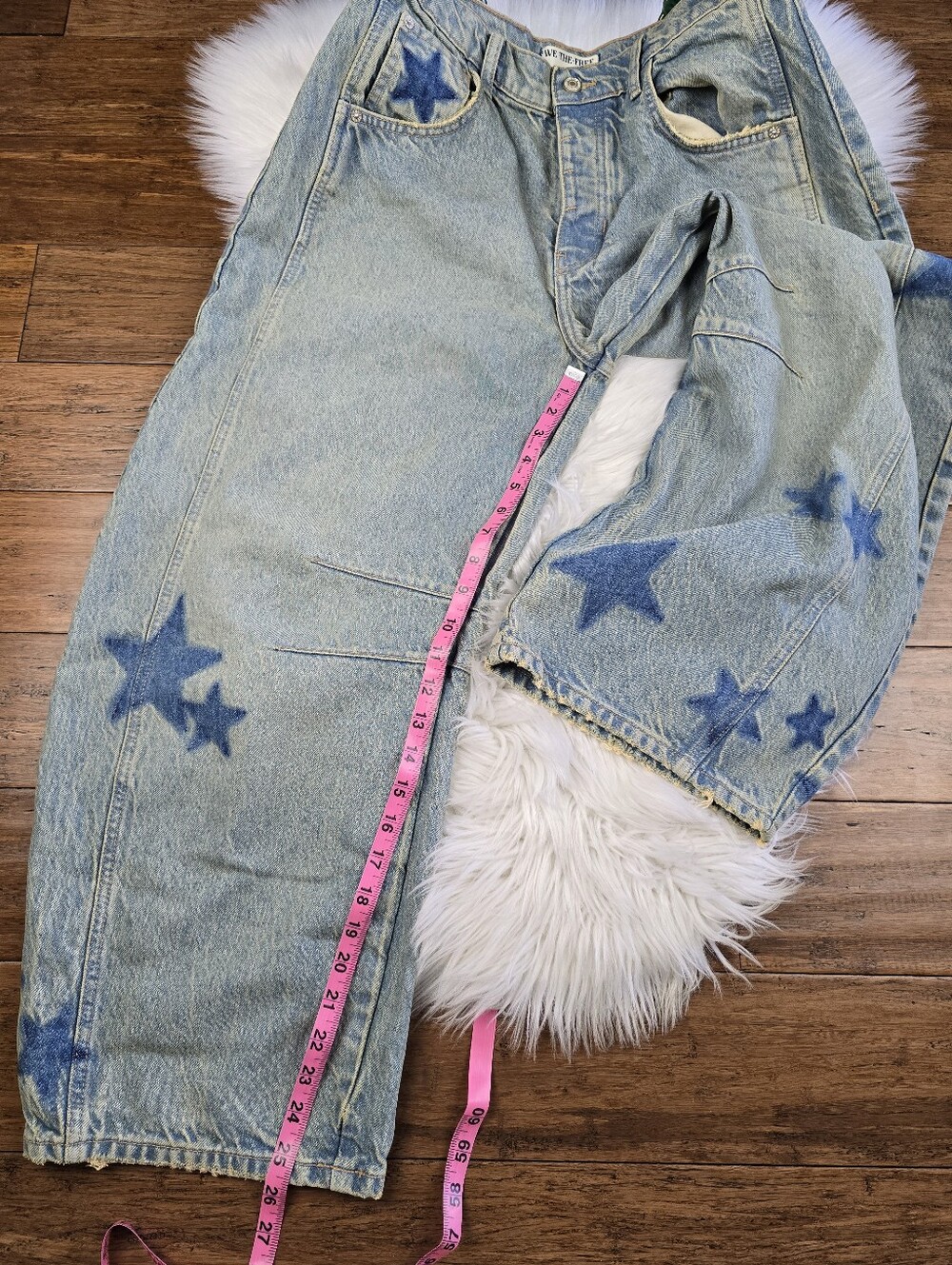 We The Free RARE Shadow Star Good Luck Barrel Jeans 28 - Picture 7 of 16